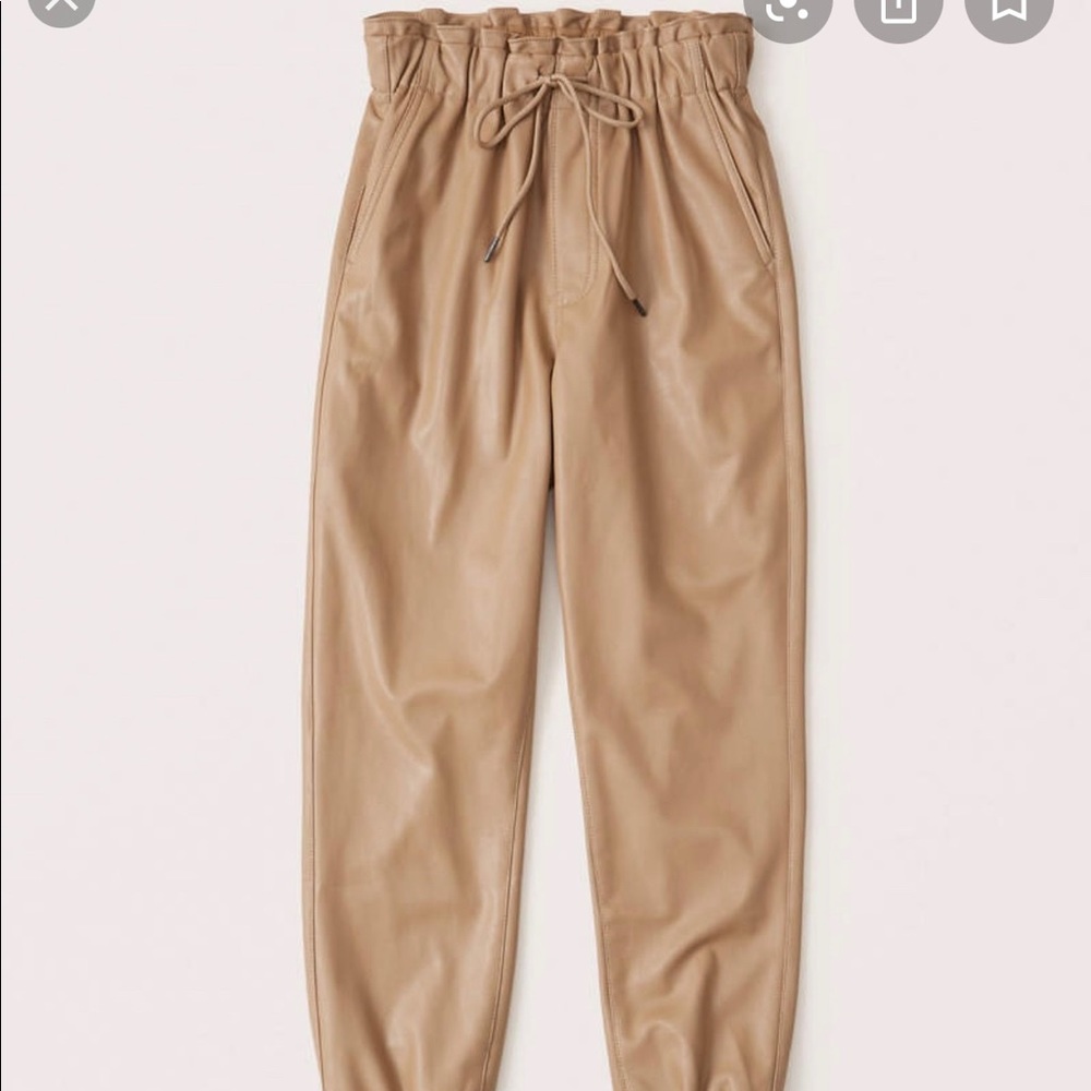 NWT Abercrombie black vegan leather joggers